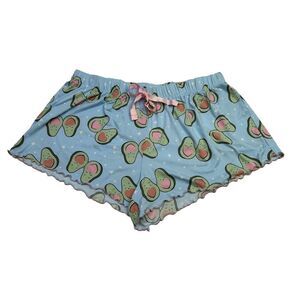Sleep & Co Pajama Shorts Women's 3X Avocado Love Blue, Green, Pink Elastic Waist